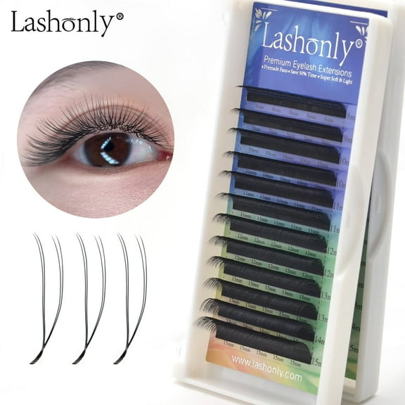 Lashonly U-shaped YY Eyelash Extension Double Tips YY Lashes Soft and Natural False Mink Black Eyelashes D Curl 8-15mm