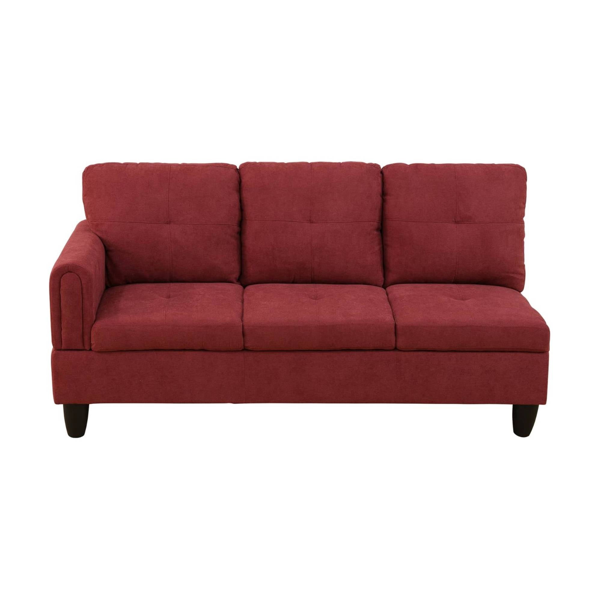 L Shape Sectional Sofa Couches Set, Upholstered Leather Corner Couch with Tufted Cushions for Living Room, Red