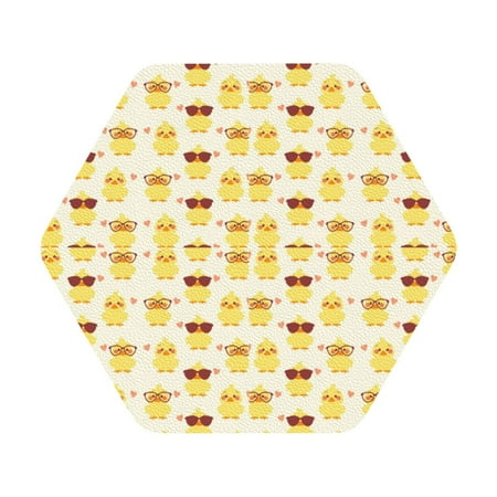 

Matuu Cute Yellow Duck for Cup Coasters Set of 6 Leather Coasters Desk Coasters for Office Measures 4” x 4” Hexagon