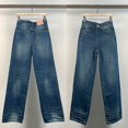 thumbnail image 1 of Otoño e Invierno nuevo AC gato barba arrugas Nostalgia pierna ancha vaquero pantalones de suelo de las mujeres de cintura alta aspecto suelto Delgado versátil, 1 of 5
