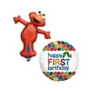 Mozlly Value Pack - Sesame Street Elmo Mini Shaped Balloon AND Betallic The Very Hungry Catepillar Happy First Birthday Balloon - 18 inch - Foil - Party Supplies and Decorations (2 Items)