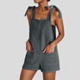 thumbnail image 2 of Cinvoph Salopette pour Femmes Rayée Col Carré Ajustable Sans Manches Jambes Larges Combinaison Décontractée Ample avec Poches, 2 of 9