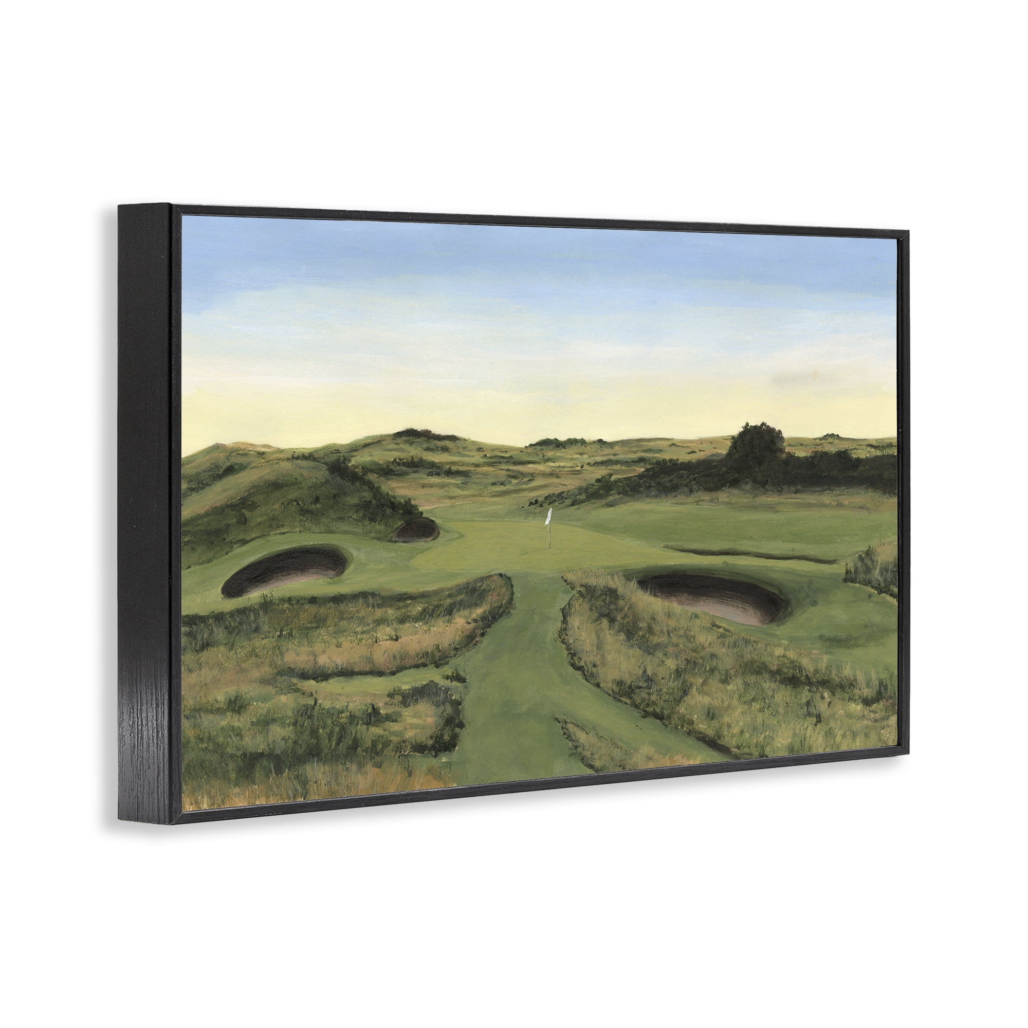 Stupell Industries Golf Field Landscape Landscape Painting Black Framed Art Print Wall Art, 30 x 20