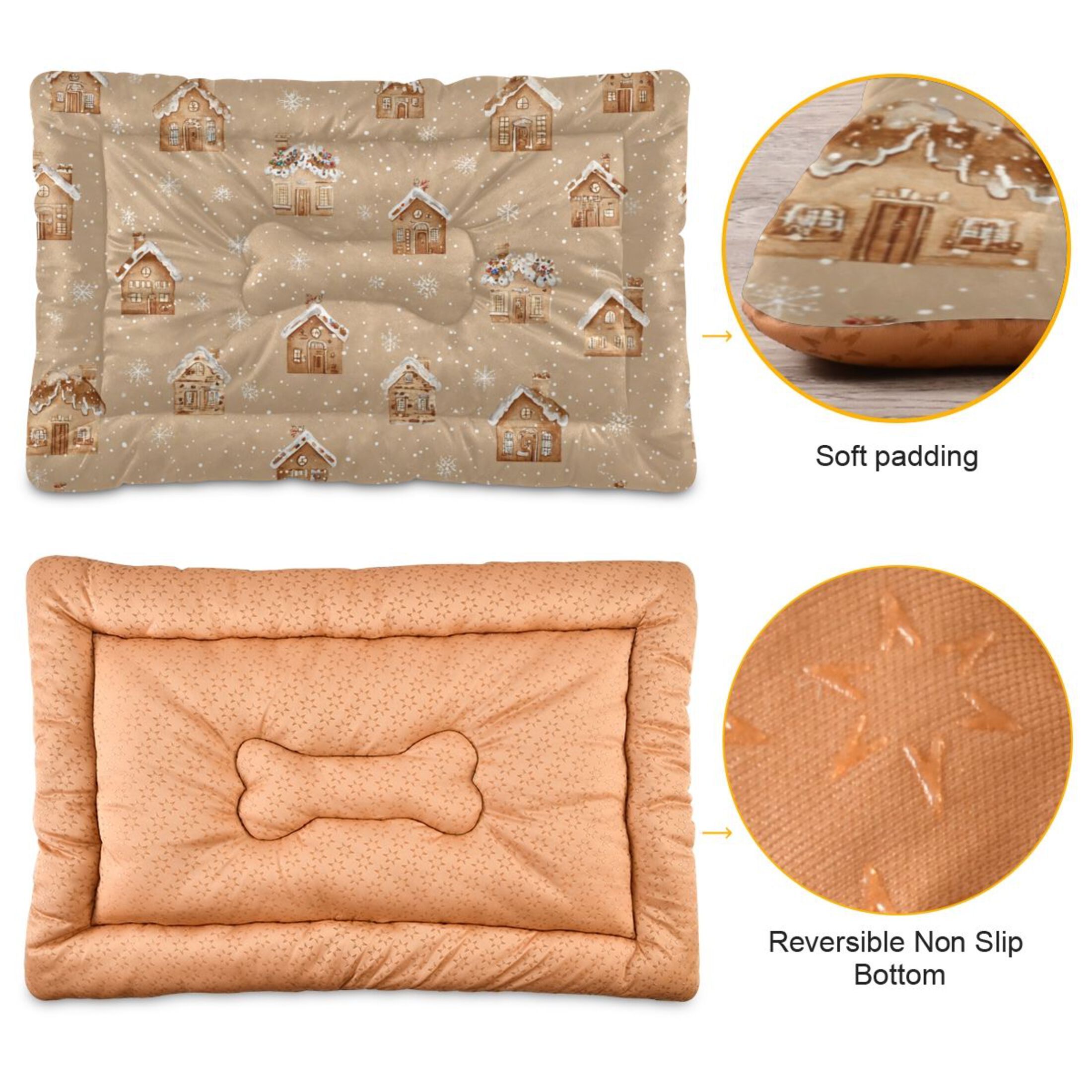 Cozy Mat Pet Bed Indoor Outdoor Warm Soft For Cat Dog Puppy(S/M) Creamy Sandy Beige Background