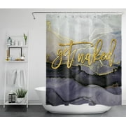 HVEST Get Naked Shower Curtain for Bathroom Decor,Marble Shower Curtain with Hooks Set,Abstract Lines Water Ripple Polyester Waterproof Durable Fabric Bath Accessories,60x72 Inches