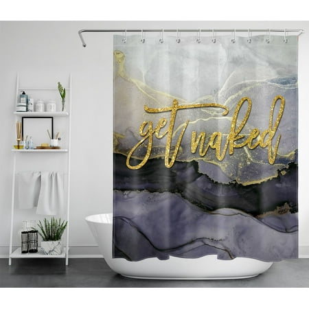 HVEST Get Naked Shower Curtain for Bathroom Decor,Marble Shower Curtain with Hooks Set,Abstract Lines Water Ripple Polyester Waterproof Durable Fabric Bath Accessories,60x72 Inches