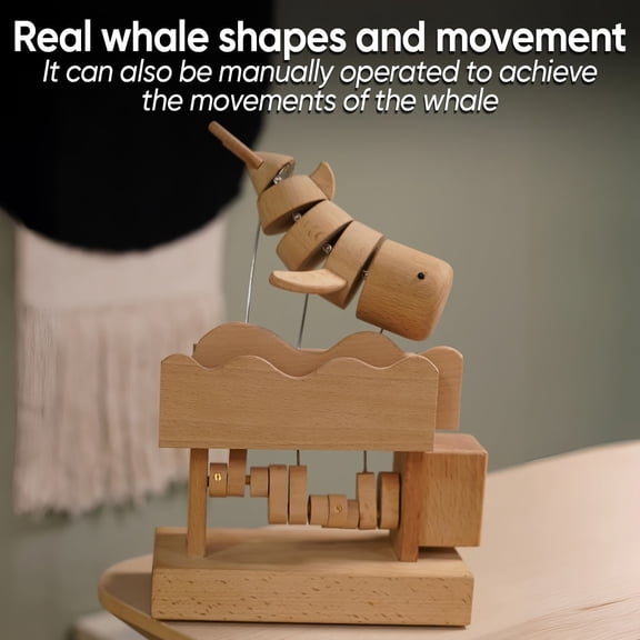 Handmade Wooden Mechanical Whale - Unique Design Christmas or Birthday Decoration, A Gift for Family and Friend