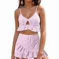 thumbnail image 2 of BOBOGOJP 2 Piece Swimsuits for Women Halter Tankini Top with Skirt Bottom Tummy Control Bathing Suit Pink for Size S, 2 of 9