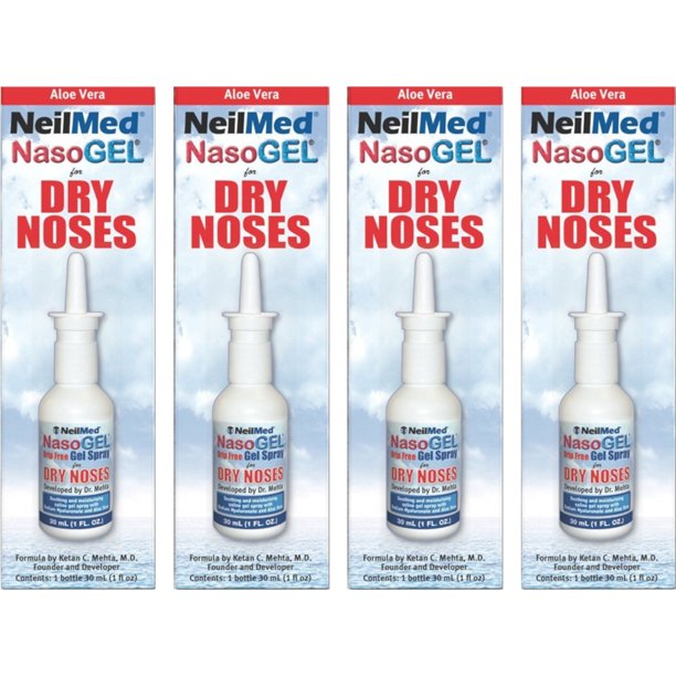 4 Pack NeilMed NasoGEL For Dry Noses, Drip Free Gel Spray 1 fl oz