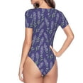 thumbnail image 3 of Uemuo Lavender Flowers Pattern Women's One Piece Short Sleeve Swimsuit Rash Guard Surfing Modest Quick-drying Swimsuit Beach Essentials-Large, 3 of 9