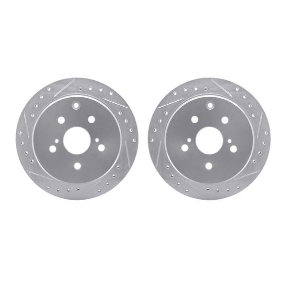 Dynamic Friction Company Rear Brake Rotors-Drilled and Slotted-Silver 7002-76146