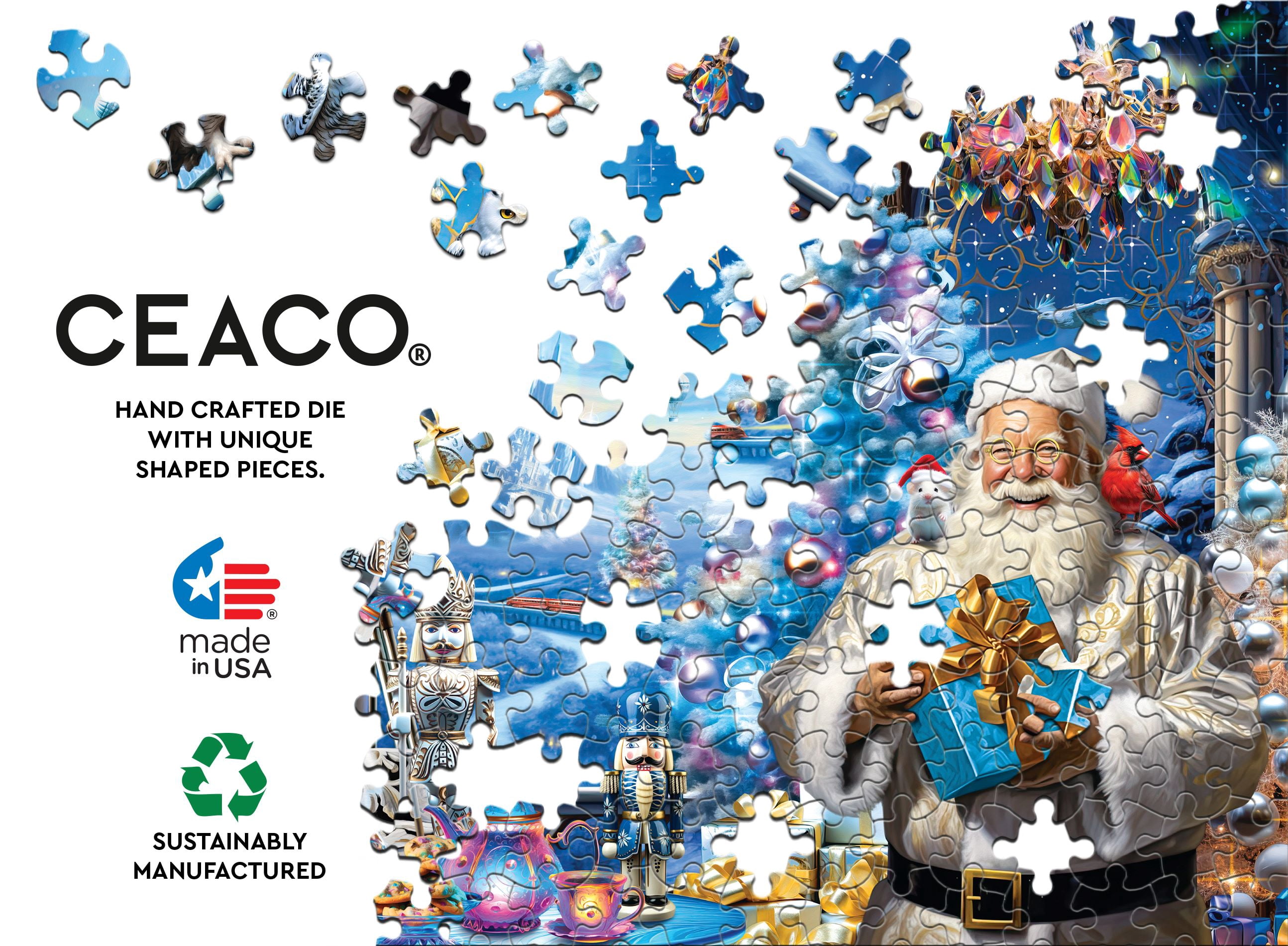 Ceaco Magical Christmas Time Glitter (Michael David Ward) 750 Piece Interlocking Jigsaw Puzzle