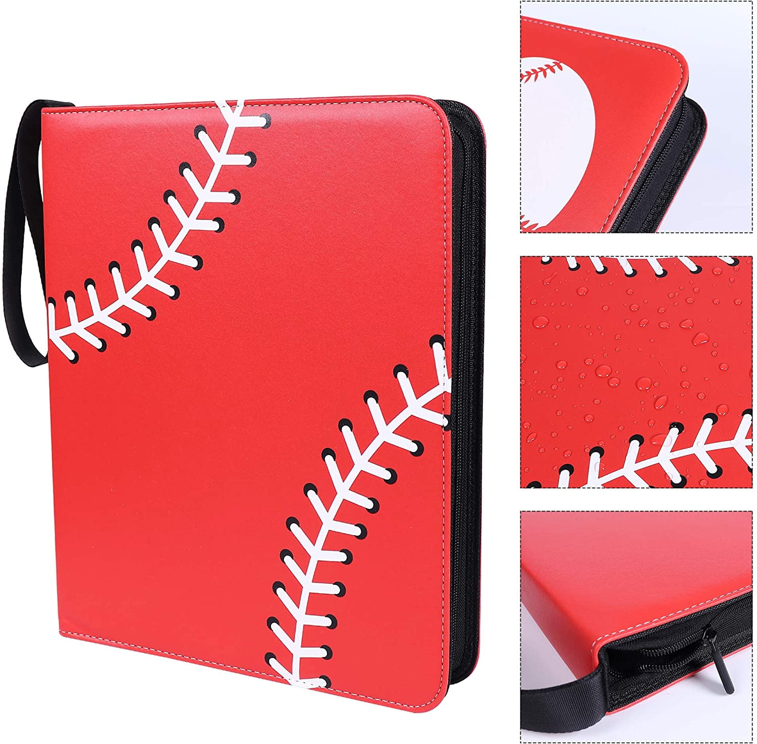 CLOVERCAT Double Sided 50 Pages 4 Pockets Card Binder for Sport Trading Cards Display Case with Sleeves Card Holder Protectors Set for Sports Card Holds 400 Cards Football Brown