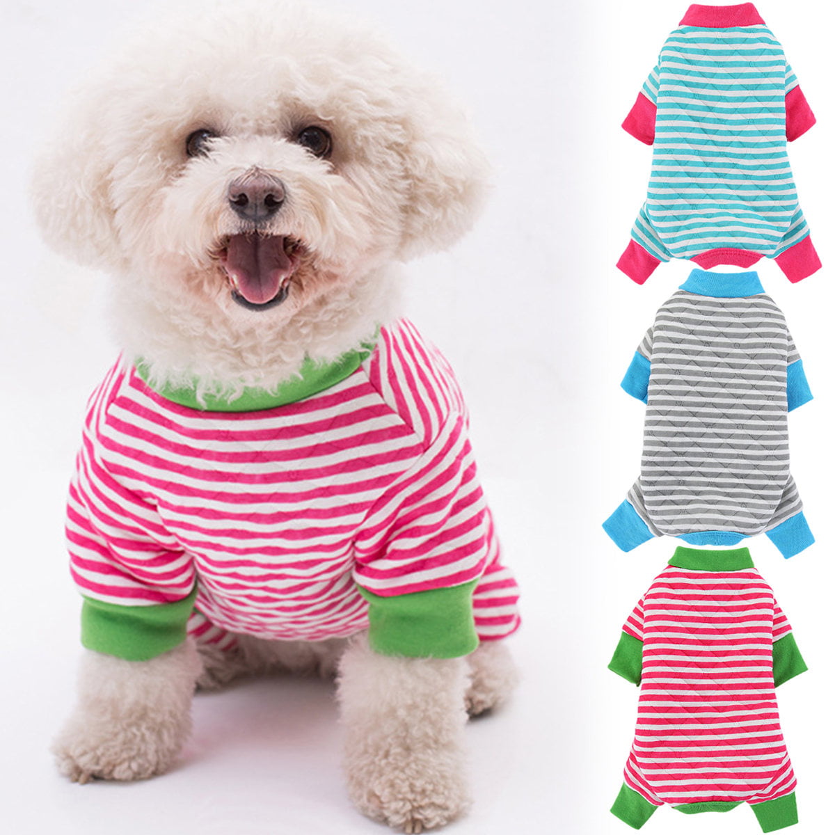 Turtleneck Red White Stripes Pet Clothes Dog Wool Sweaters for Teddy Chihuahua