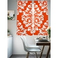 thumbnail image 4 of Classical Floral Sheer Curtains 72 Inch Long 2 Panels, Red Retro Symmetrical Texture Light Filtering Rod Pocket Semi Sheer Curtains, Sheer Voile Drapes for Living Room Bedroom, 52"x72", 4 of 5
