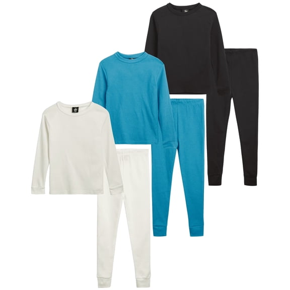 Beverly Hills Polo Club Boys' Thermal Underwear - 6 Piece Waffle Knit Top and Long Johns (2T-18)