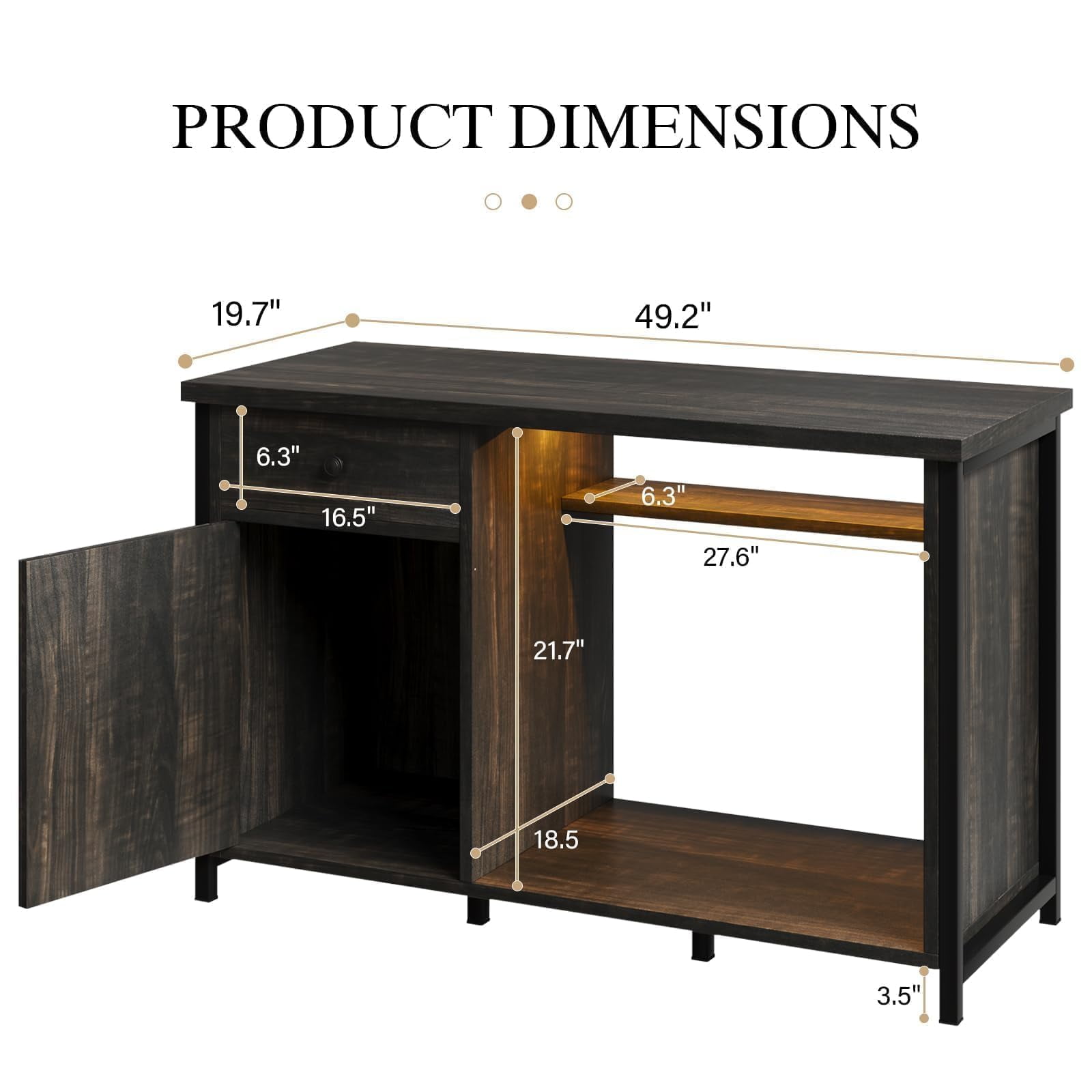 DreamCurship 55-75 Gallon Aquarium Stand with Storage Cabinet & Power Outlets LED Light, Fish Tank Stand with Drawer & Barn Door, Suitable for Fish Tank Stand, Turtle Tank, Reptile Terrarium, Oak