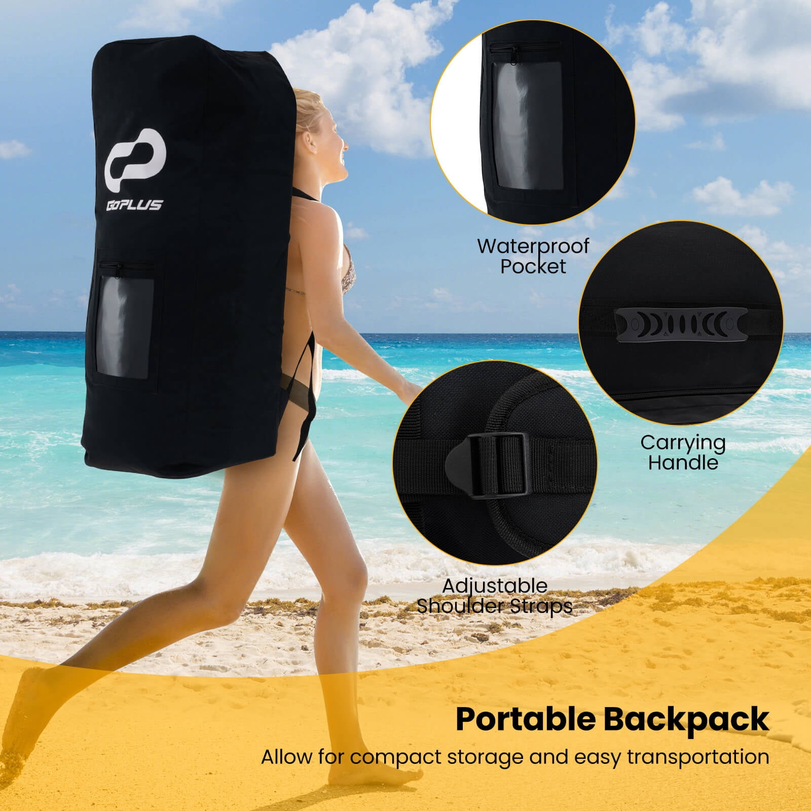 Infans 11’ x 30" x 6" Inflatable Stand Up Paddle Board w/3 Fins Backpack Non-slip Deck