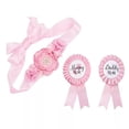 thumbnail image 1 of PATICARRY Conjunto de decoraciones para baby shower, color rosa, ramillete de maternidad para papá, insignias de hojalata de 61,4x3,7 pulgadas, 1 of 5