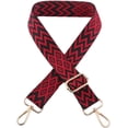 thumbnail image 1 of Nvzi Correa de bolso de hombro bordada de longitud ajustable de 11 a 51 pulgadas, correa de billetera, correa de bolso cruzado, accesorios para bolso (negro y rojo), 1 of 4