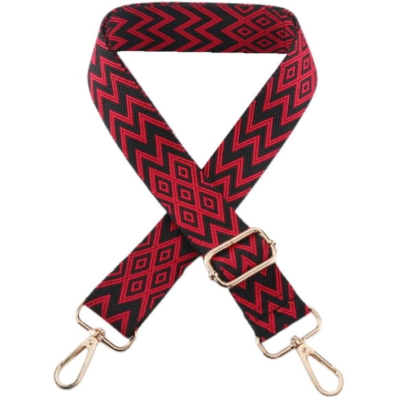 Nvzi Correa de bolso de hombro bordada de longitud ajustable de 11 a 51 pulgadas, correa de billetera, correa de bolso cruzado, accesorios para bolso (negro y rojo)