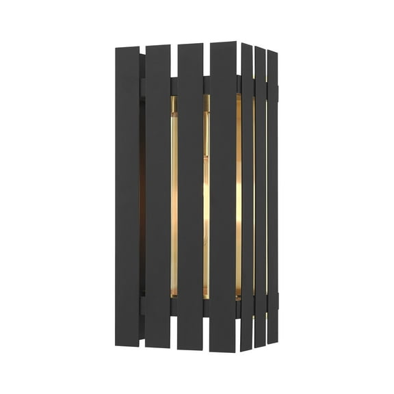 20752-04-Livex Lighting-Greenwich - 13 One Light Outdoor Wall Lantern Black/Satin Brass Finish with
