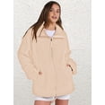thumbnail image 5 of Osfvolr Womens Jacket Oversized Zip Up High Collar Long Sleeves Fuzzy Casual Winter Fall Coats with Pockets Khaki S, 5 of 8