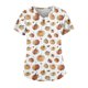 thumbnail image 1 of Camiseta casual de manga corta con cuello en V y estampado de dibujos animados para mujer, divertida y cómoda camiseta de verano, 1 of 4