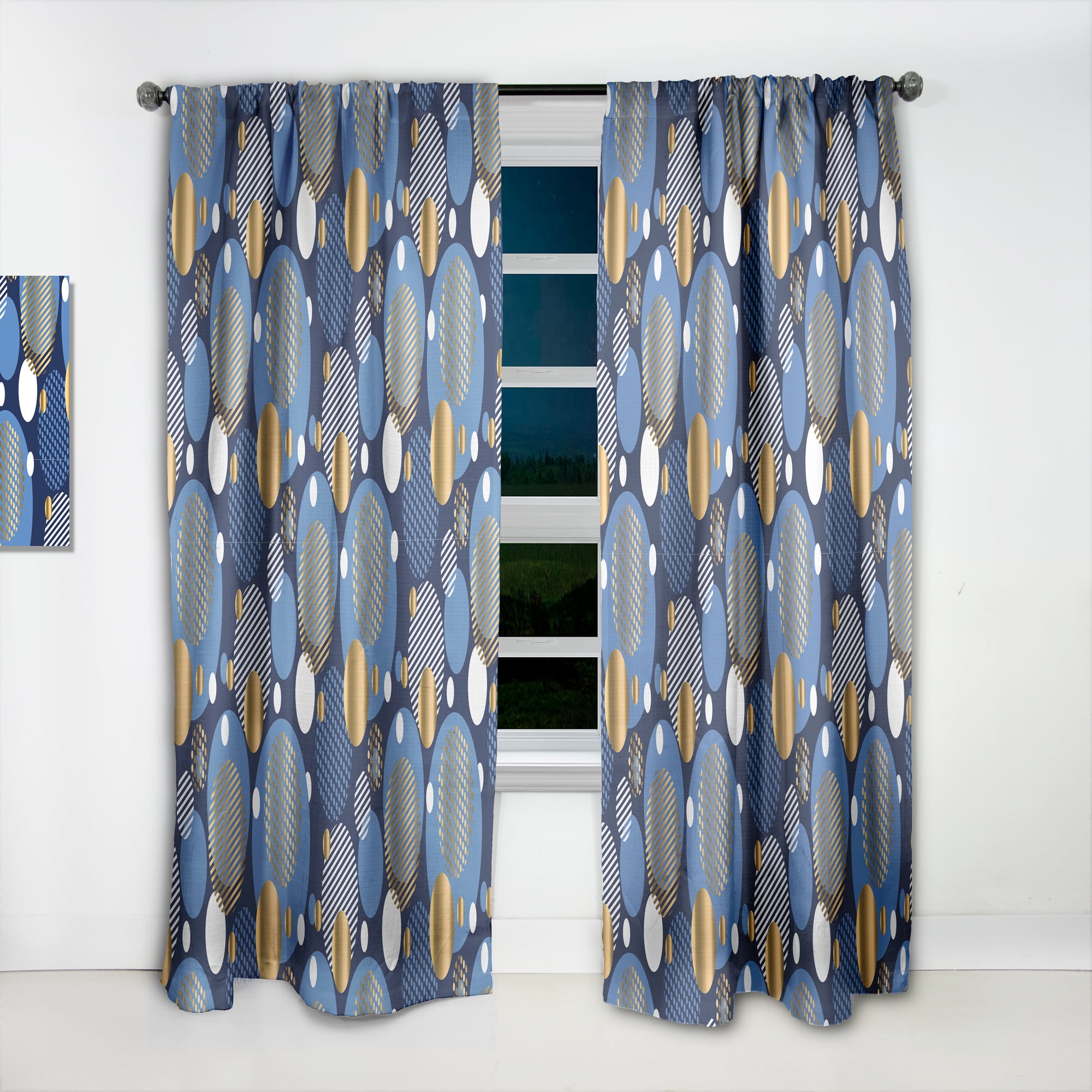 Designart 'Circular Abstract Retro Pattern Geometric XI' Mid-Century Modern Curtain Panel