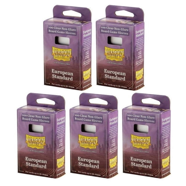 5 Packs Dragon Shield Board Game Sleeves 100 ct Standard European Size Card Sleeves Value Bundle!