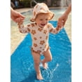 thumbnail image 5 of BemeyourBBs Toddler Baby Girl One-Piece Swimsuit with Sun Hat Set Infant Girls Bathing Suit Long Sleeve Rash Guard Flower Bow Print Ruffled Swimwear Summer Beach Wear, 5 of 9