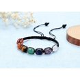 thumbnail image 3 of Pulsera de cuentas de cristal curativas para mujer, piedras preciosas naturales, yoga, reiki, chakras, cuentas de piedra, pulsera trenzada para la ansiedad, joyería ajustable, regalos para hombres, 3 of 5