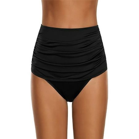 Women's High Waisted Swim Bottom Ruched Bikini Tankini Swimsuit Briefs
