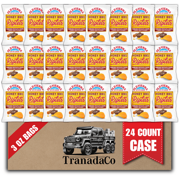 Old Vienna of St. Louis Honey BBQ Riplets Chips 3oz Bags (24 Pack) Snack by TranadaCo