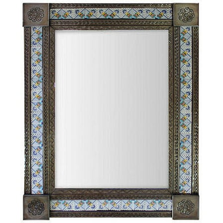 Large Silver Mesh Tile Mexican Mirror