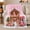 Teddy Bear Shop, variant on Winter Carousel Christmas Trees Ornaments Pink decorative motif Theme, Festive Holiday Scene, Warm Flannel Blanket for Living Room and Family Room, Art Lovers Christmas Gift, Festive Home Decor