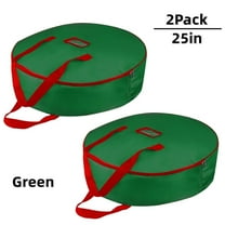 2-Pack Artificial Christmas Wreath Storage Bag, Durable Handles, Dual Zipper & Card Slot, Holiday Xmas Tear-Resistant Storage Container-Green