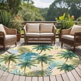 thumbnail image 5 of 7ft Washable Round Rug, Summer Palm Tree Non-Slip Circle Area Rug for Living Room Dining Room, Vintage Coconut Tree Botanical Tropical Leaf Yellow Indoor Floor Mat for Home Decor, 5 of 9