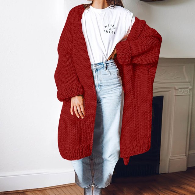 Mode Automne pour Femmes 2023 Mode pour Femmes Cardigan Long en Tricot à Motif Manteau Chandail Cardigan Léger en Liquidation