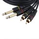 thumbnail image 1 of 10ft Dual RCA Male Jack to Dual 6.35mm 1/4" TS Male Plug Stereo o Cable Cord Wire for Mixer AV Amplifier, 1 of 5