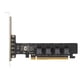 thumbnail image 4 of Tarjeta adaptadora PCIE a U.2 Tarjeta de expansión dividida PCIE X16 a 4 puertos U.2 NVME SFF8643 SFF8639 con indicador LED, 4 of 12
