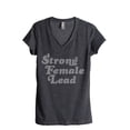 thumbnail image 1 of Strong Female Lead Women's Fashion Relaxed V-Neck T-Shirt Tee Charcoal Grey Small, 1 of 5