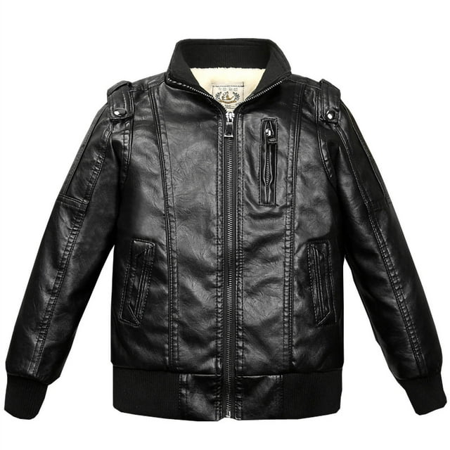 Veste en Cuir pour Enfants, Style à Revers pour Garçons Filles, Vestes pour Garçons