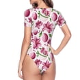 thumbnail image 3 of Uemuo Lilies Flowers Pattern Women's One Piece Short Sleeve Swimsuit Rash Guard Surfing Modest Quick-drying Swimsuit Beach Essentials-, 3 of 9