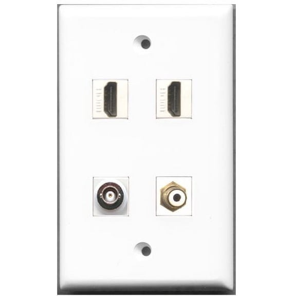 RiteAV - 2 Port HDMI 1 Port RCA White 1 Port BNC Wall Plate