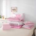 thumbnail image 6 of meiyoeat Pink Sequin Print 7 Pieces Full Size Bedding Sets For Girls,Ribbon Bowknot Alphabet Print M Full Size Bed in a Bag For Kids,Pink Reversible, 6 of 7