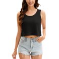 thumbnail image 2 of ATHLECHIC Verano Top Corto Suelto de Algodón Sin Mangas para Mujeres, Camisetas Casual Crop L Negro, 2 of 5