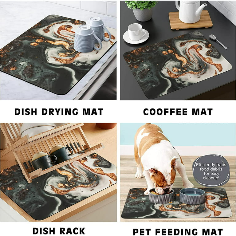 Cafe Theme Coffee Mat 24x18 Inch for Kitchen Counter, Silicone Dish Drying  Mats for Coffee Bar Coffee Machine Coffee Maker or Countertop Protector Mat