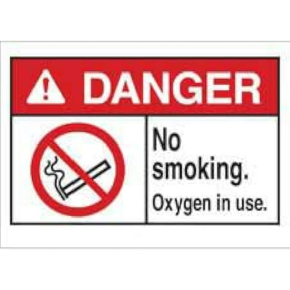 DANGER - No Smoking. Oxygen In Use. Sign - Office and Facility Sign - No Smoking Sign, 8 X 12 Inch Metal Tin Sign
