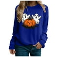 thumbnail image 6 of yueewhu Women's Halloween Costumes Adult Cute Spooky Pumpkin Ghost Sweatshirt (Blue, S), 6 of 8
